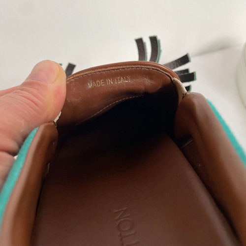 Louis Vuitton Slip On shoes used, turquoise, size 36.5