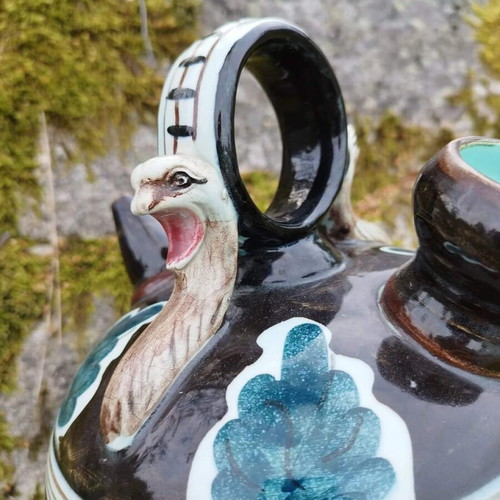 Handmade ceramic container for olive oil, wine used