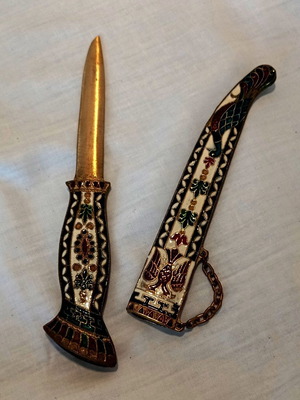 Vintage letter opener with cloisonné enamel case 28cm