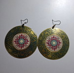 Dangling earrings used with designs, gold-colored