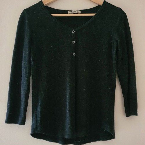 Timeout black ribbed blouse with glitter, size S, like new
