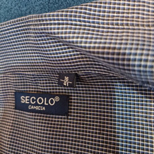Men's blue striped shirt used, size L