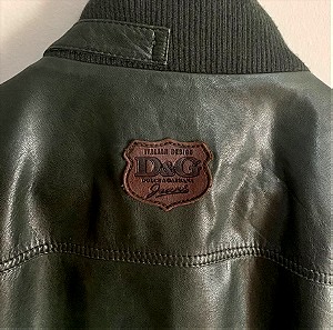 Dolce & Gabbana GREEN Leather jacket SIZE 54 Made in Italy