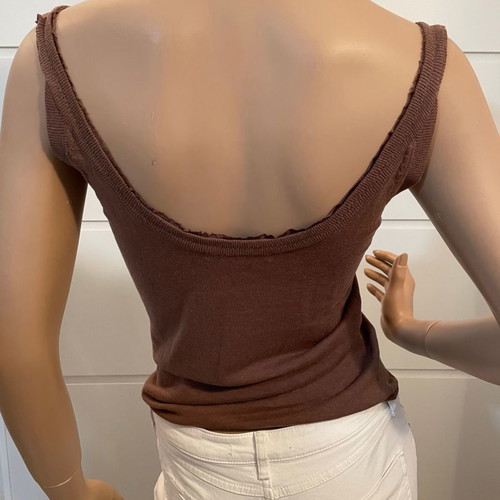 #OFFER Relish Brown Knitted Top with Button Rhinestones Medium