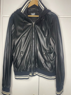 Dolce & Gabbana D&G Black Leather Hooded Jacket like new