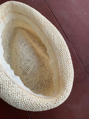 Straw summer beach hat used, beige