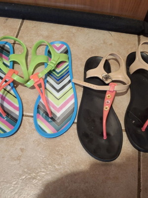 Plastic sandals used, 2 pairs, size 38