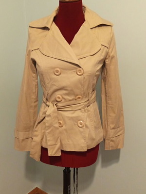 Zara trench coat cross-buttoned with belt beige like new