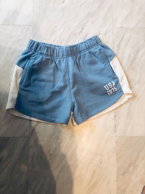 Zara kids' fleece shorts, size 13-14 years, blue and white
