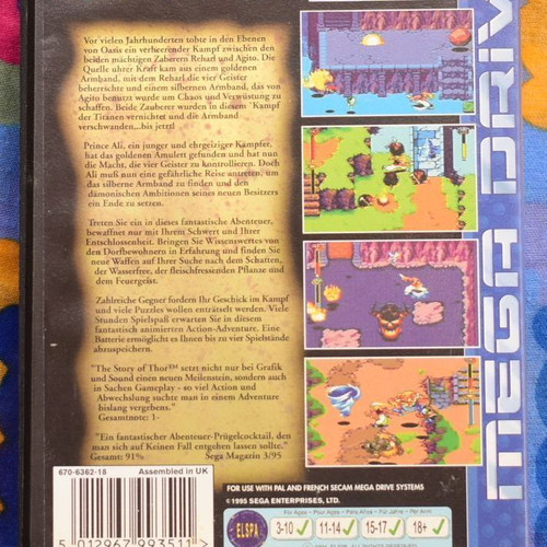 The Story of Thor Sega Mega Drive game like new, Action RPG
