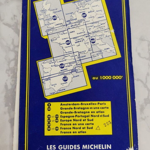 Vintage Michelin France Grandes Routes map used, 1950s-60s