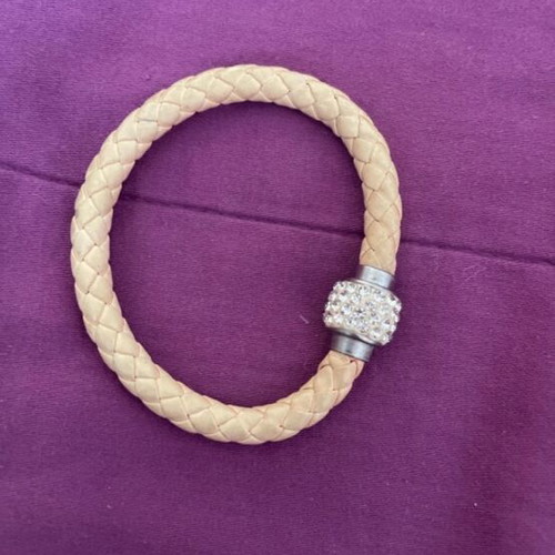 Bracelet with Magnetic Clasp new, beige and silver