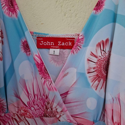 John Zack Vintage Y2K Asymmetric Pleated Dress new, blue and pink
