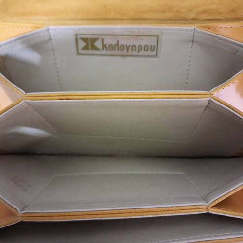 Kalogirou vintage leather shoulder bag, mustard color