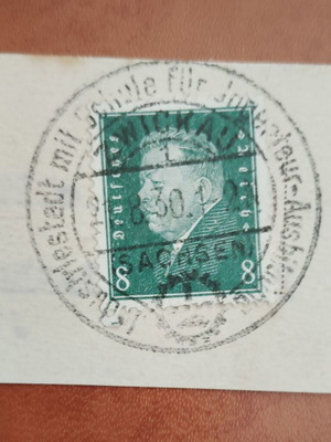 Germany 1927 Stamp with Special Circular Postmark from Zwickau Saxony