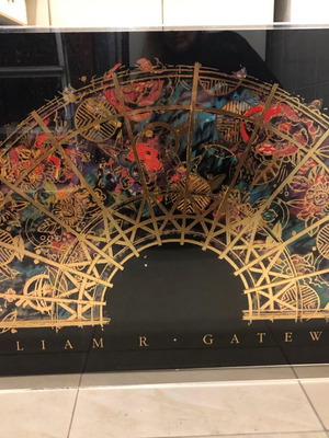 William R Gatewood vintage lithograph "Olan Fan" in plexiglass.