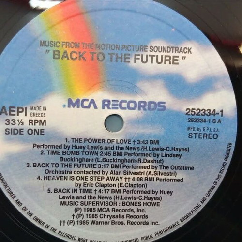 Back To The Future Music From The Motion Picture Soundtrack LP used