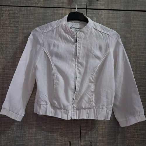 Crop jacket Stradivarius NoM linen type with 3/4 sleeve like new, white