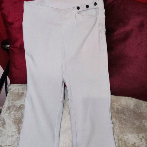 High-waisted pants like new, slim fit, gray ice white