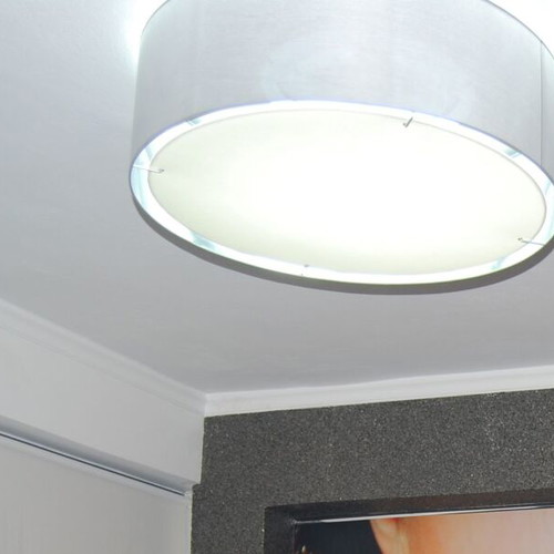 Ceiling light used with silver metal shade, 80cm diameter