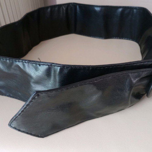 Wide faux leather belt like new, black, size 120 cm