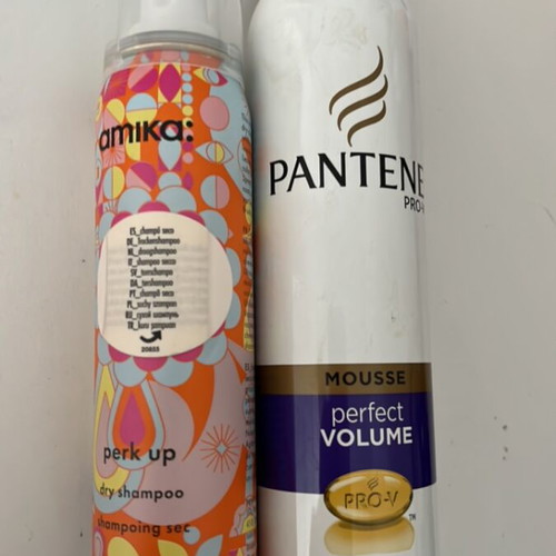 Amika dry shampoo and Pantene mousse volume 03 hair products new, 2 pcs