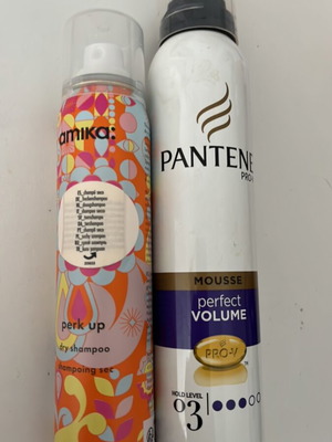 Amika dry shampoo and Pantene mousse volume 03 hair products new, 2 pcs