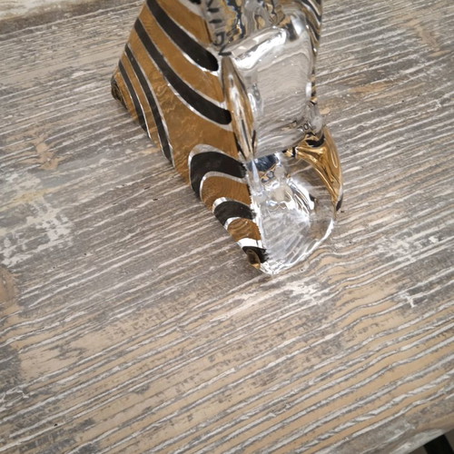 Costa Boda candle holder used, crystal black gold for tealight