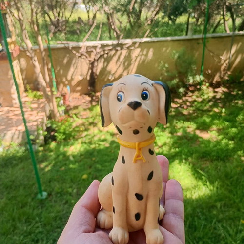 Vintage rubber Dalmatian dog figure used, squeeze toy