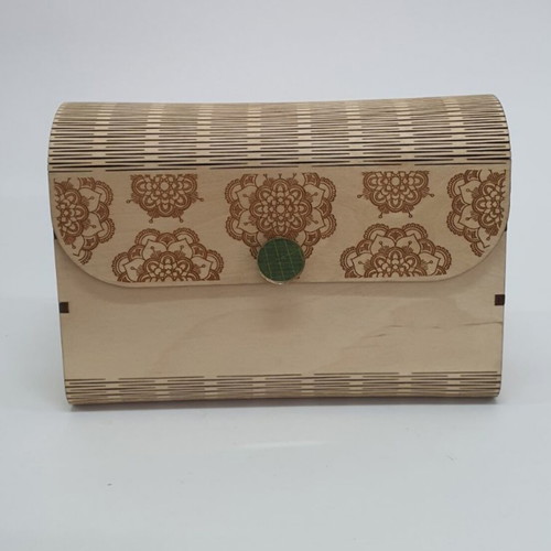 Handmade wooden bag with strap and customizable engraving