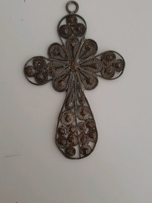 Silver handmade cross like new, 7 cm height