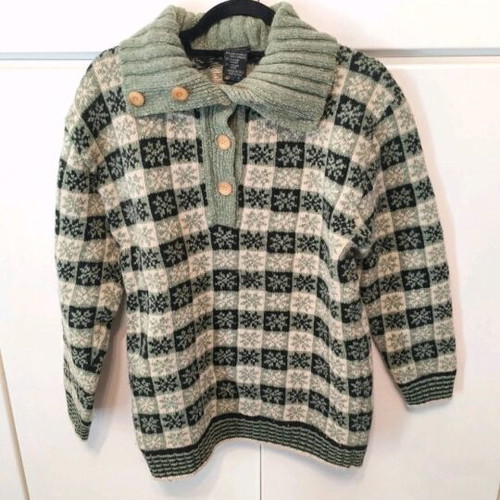 Kookai knitted wool sweater used, black and green