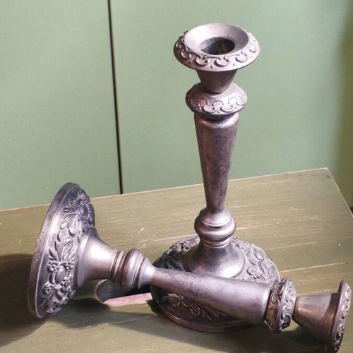 Vintage metal candlesticks set of 2 pieces 25cm like new