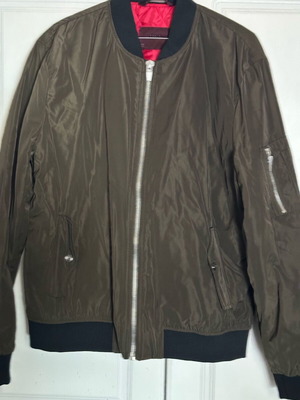 Zara men's bomber jacket XL like new, red and green