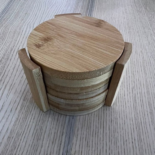 Wooden coasters set with base used