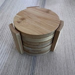 Wooden coasters set with base used