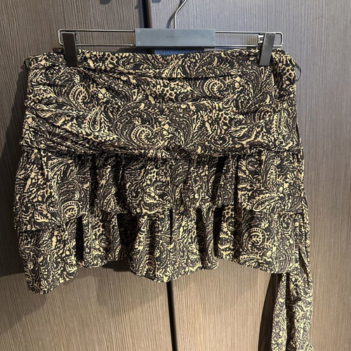 Zara mini skirt with ruffles new, beige and brown, size L