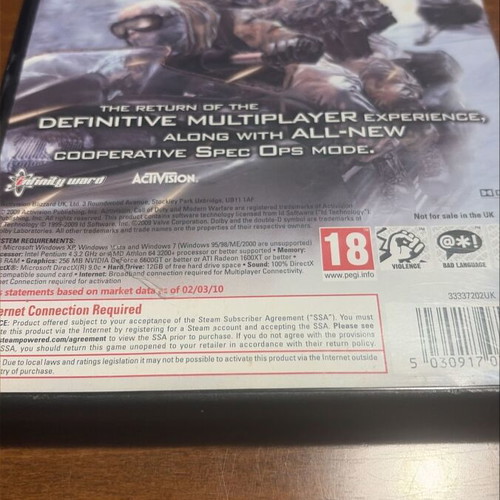 Call of Duty Modern Warfare 2 PC DVD like new