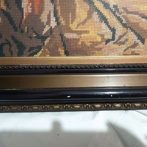 Embroidered frame used with glass, vintage