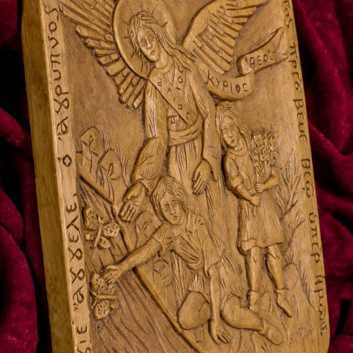 Guardian Angel of Children image made of wax, mastic and incense