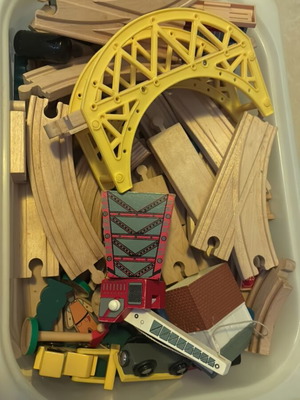 Wooden train set used with some defects