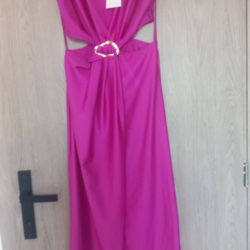 Pin-up fitted dress magenta new with waist cutouts
