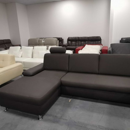 Brown-gray leather corner sofa CARO new with storage function