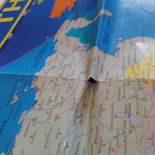 World Political Map of Europe used, torn in several folds