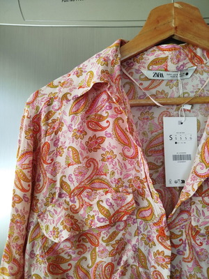 Zara shirt new, size S, pink and orange