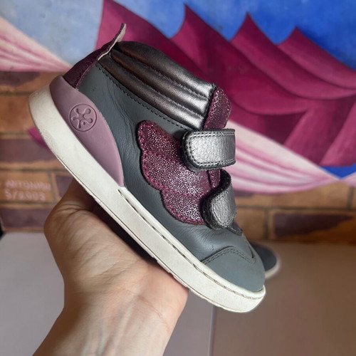 Biomecanics Shadow leather anatomical kids boots size 28 like new, grey and purple