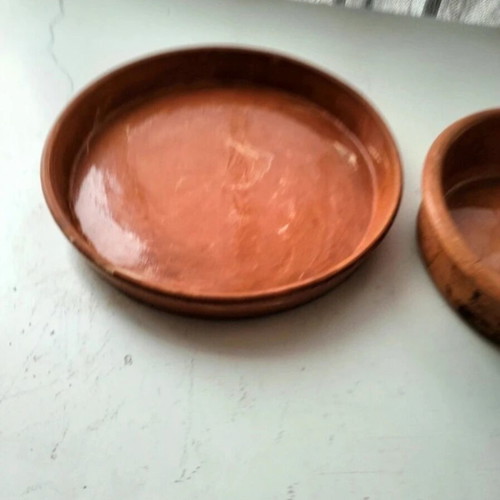 Clay plates used, set of 2, large and small