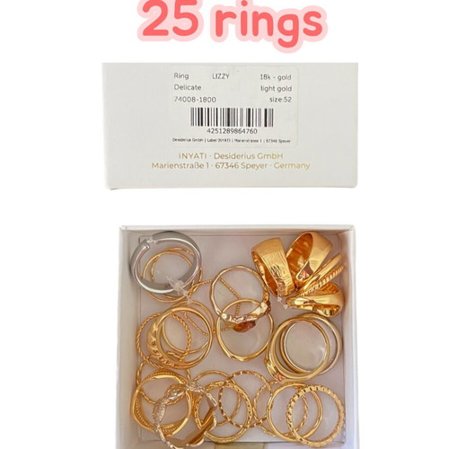 Inyati 25 rings 18k gold new, various sizes and designs