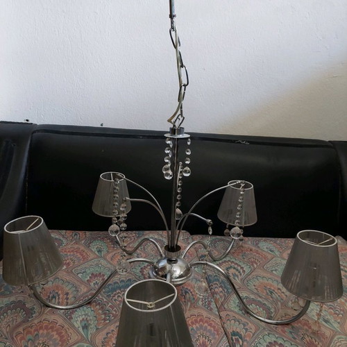 Silver 5-Light Chandelier used with lampshades