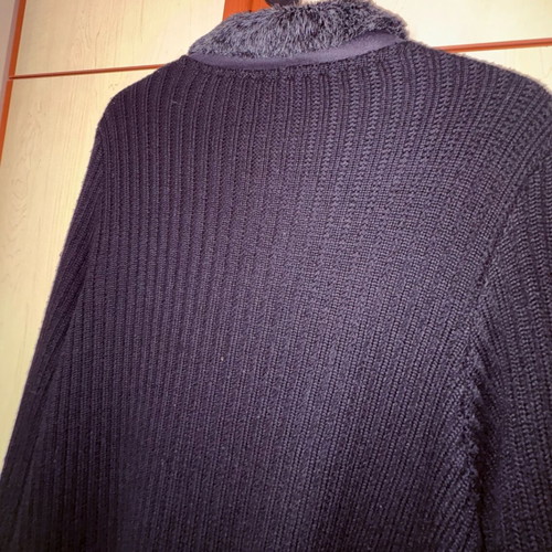 Andonella black cardigan with fur collar used, size L